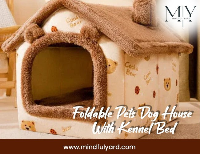 Foldable Pets Dog House With Kennel Bed