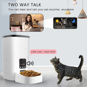 Smart Automatic Pet Feeder with 1080P Camera & App Control - 6L Timed Dispenser for Dogs & Cats, Voice Recorder, Dual Power Supply