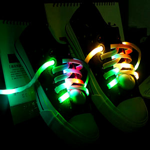 2Pcs LED Sport Luminous Shoelaces Glow Shoe Strings round Flash Light Shoelaces Batteries No Tie Lazy Shoe Laces Party Decor