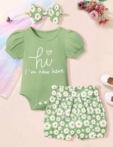 Floral Ruffle Romper and Short Pants Set for Baby Girls - Adorable Summer Outfit