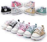 Baby Girls Boys Shoes Soft Anti-Slip Sole Newborn First Walkers High Top Canvas Denim Unisex Infant Sneaker