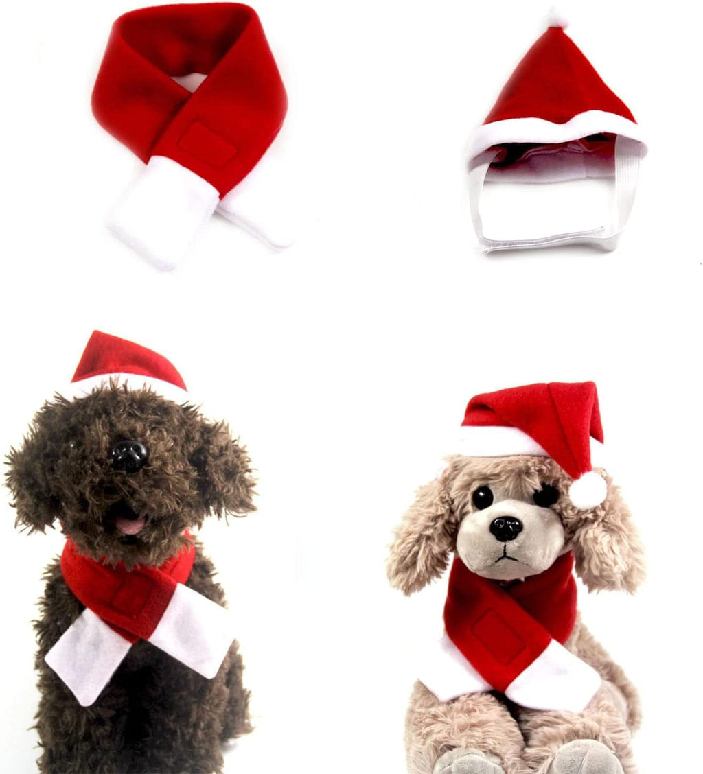 2PCS Christmas Pet Costume Set Include Santa Hat and Christmas Scarf for Christmas Party Ball Pet Accessory.