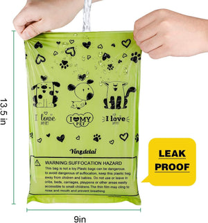 Eco-Friendly Vibrant Dog Poop Bags - 720 Thick, Leak-Proof, Fun Prints with Dispenser & Scented in 4 Colors!.