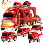Mindful Yard 5 FIRE CARS FireRescue Playset: 5-in-1 Friction Fire Truck for Kids 3-9