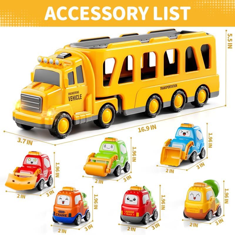 Ultimate 5-in-1 & 7-in-1 Construction Car Truck Toy Set – Perfect Birthday Gift for Kids!.