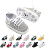 High-Top Canvas Denim Sneakers for Infants - Soft Anti-Slip Sole for Newborns and First Walkers.