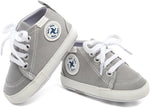 High-Top Canvas Denim Sneakers for Infants - Soft Anti-Slip Sole for Newborns and First Walkers.