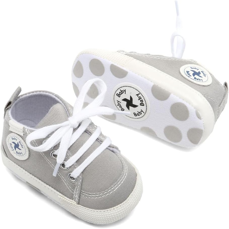 High-Top Canvas Denim Sneakers for Infants - Soft Anti-Slip Sole for Newborns and First Walkers.