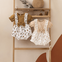 Mindful Yard Baby bodysuit Baby Girl Floral Romper Clothes With Printed Bowknot
