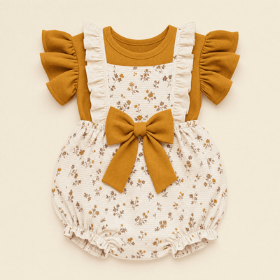 Mindful Yard Baby bodysuit Baby Girl Floral Romper Clothes With Printed Bowknot