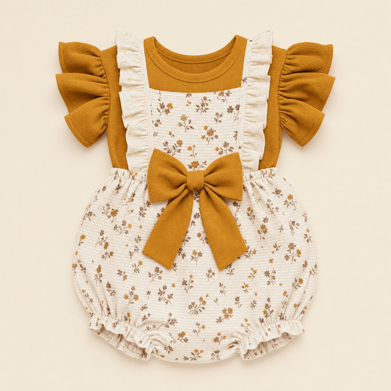 Mindful Yard Baby bodysuit Baby Girl Floral Romper Clothes With Printed Bowknot