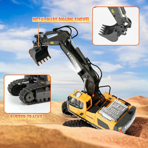 Ultimate Remote Control Excavator - 11 Channel Rechargeable RC Construction Toy with Lights & Sounds - Perfect Gift for Kids Ages 3-12!.