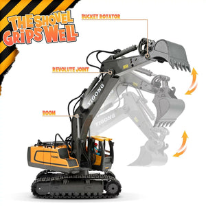 Ultimate Remote Control Excavator - 11 Channel Rechargeable RC Construction Toy with Lights & Sounds - Perfect Gift for Kids Ages 3-12!.