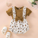 Rompers for Babies Girl Floral Romper Clothes Bowknot Printed Bodysuitt Baby Infant -18M Girls Short 9 Month Girl Clothes.