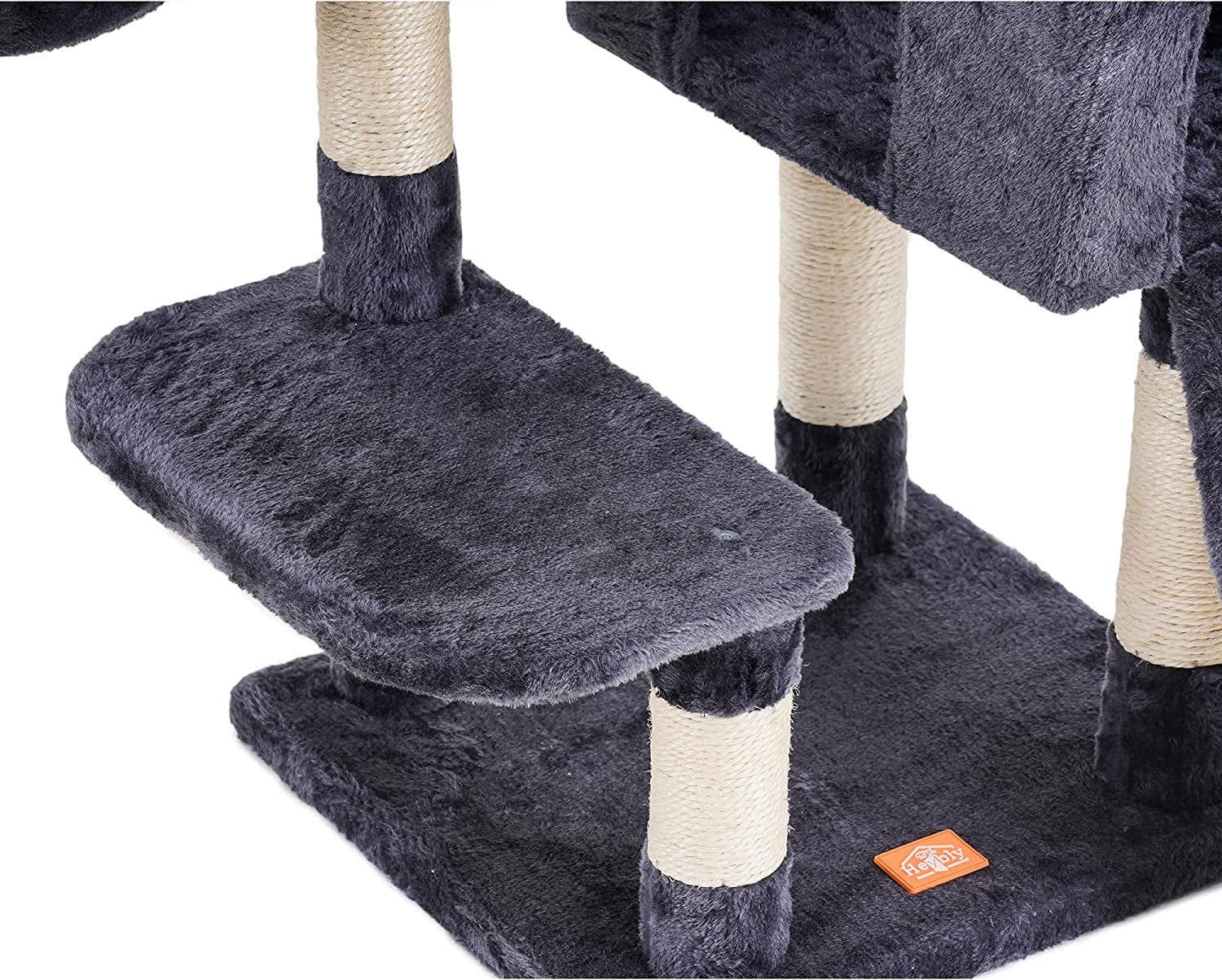 Multi-Level Cat Furniture with Feeding Bowl Smoky Gray.