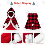 Christmas Cat Dog Costume Red Black Buffalo Plaid Pet Santa Cape with Xmas Hat Cat Collars with Bell and Bowtie Cat Cloak Pet Costume for Party Cosplay Christmas Pet Dress up (Medium).