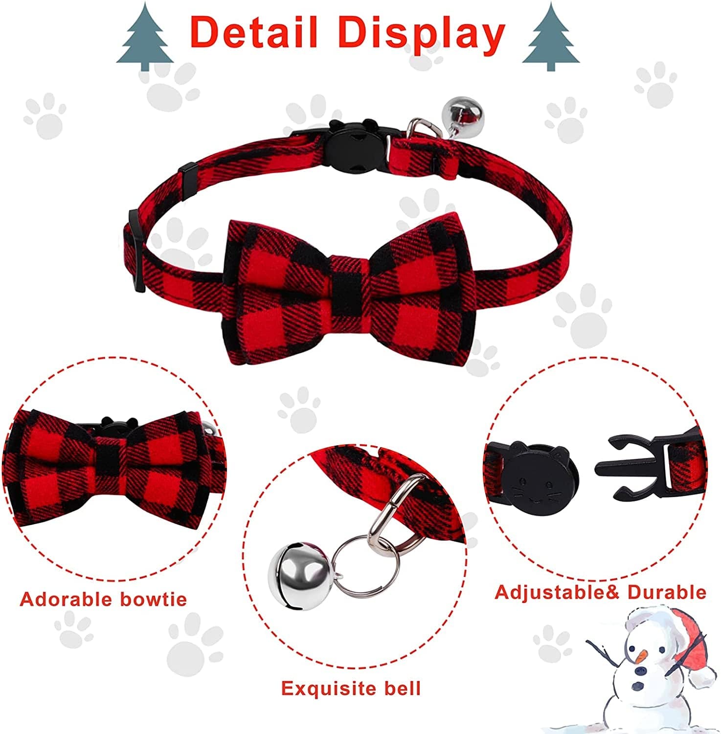 Christmas Cat Dog Costume Red Black Buffalo Plaid Pet Santa Cape with Xmas Hat Cat Collars with Bell and Bowtie Cat Cloak Pet Costume for Party Cosplay Christmas Pet Dress up (Medium).