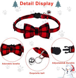 Christmas Cat Dog Costume Red Black Buffalo Plaid Pet Santa Cape with Xmas Hat Cat Collars with Bell and Bowtie Cat Cloak Pet Costume for Party Cosplay Christmas Pet Dress up (Medium).