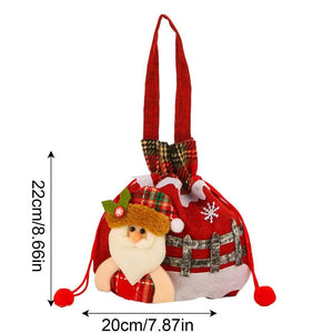 Christmas Eve Candy Bags Christmas Candy Drawstring Bags Portable Christmas Eve Gift Doll Bags with Drawstring for Children.