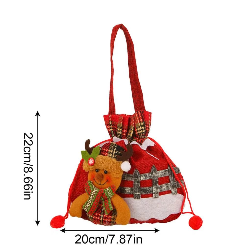 Christmas Eve Candy Bags Christmas Candy Drawstring Bags Portable Christmas Eve Gift Doll Bags with Drawstring for Children.