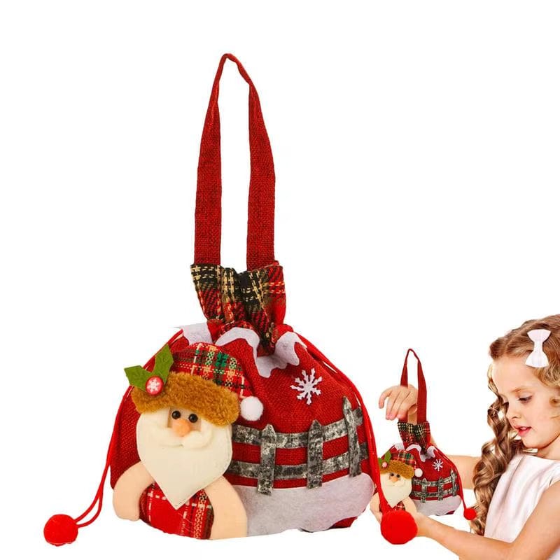 Christmas Eve Candy Bags Christmas Candy Drawstring Bags Portable Christmas Eve Gift Doll Bags with Drawstring for Children.