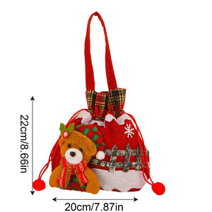 Christmas Eve Candy Bags Christmas Candy Drawstring Bags Portable Christmas Eve Gift Doll Bags with Drawstring for Children.