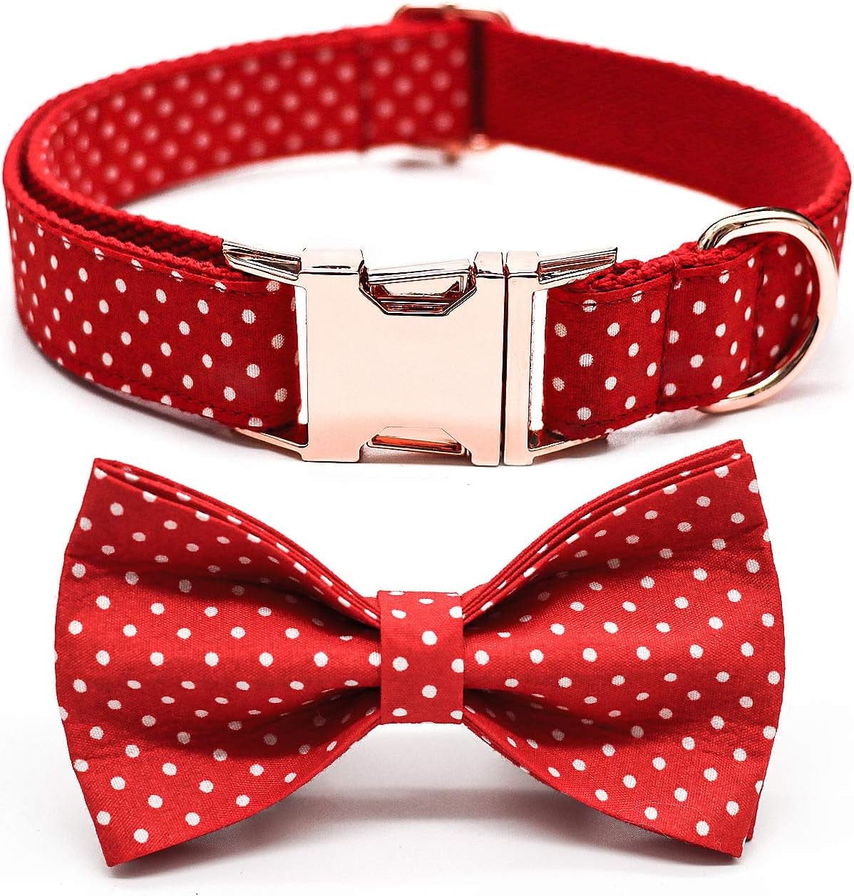 Dog Bowtie Collars Personalized Metal Buckle,Dog Collar Heavy Duty for Large/Medium/Small Size Dogs&Cats Male/Female,Waterproof (Red, L).