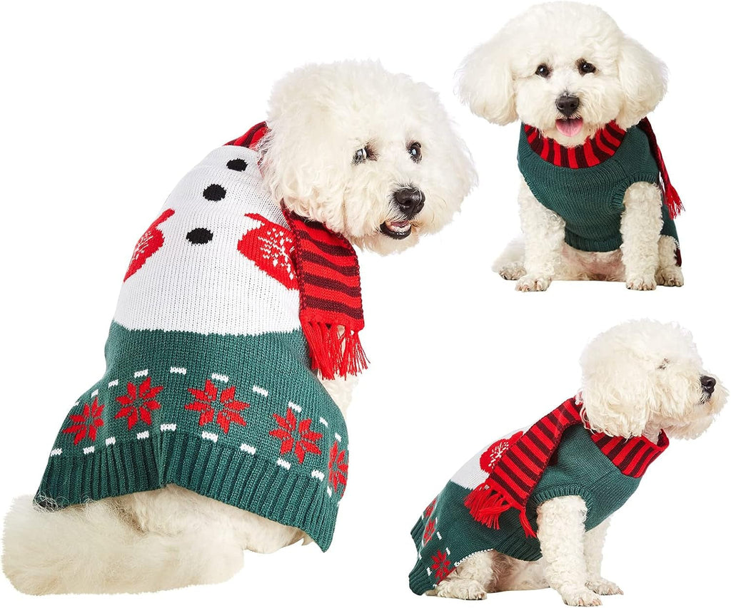 Dog Christmas Sweater Knitted Snowman Soft Comfortable Pet Clothes Winter New Year Jumpsuit Pjs for Small Medium Large Pets Dogs Outfits Large Snowman.