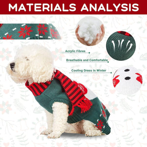 Dog Christmas Sweater Knitted Snowman Soft Comfortable Pet Clothes Winter New Year Jumpsuit Pjs for Small Medium Large Pets Dogs Outfits Large Snowman.