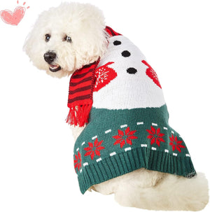 Dog Christmas Sweater Knitted Snowman Soft Comfortable Pet Clothes Winter New Year Jumpsuit Pjs for Small Medium Large Pets Dogs Outfits Large Snowman.