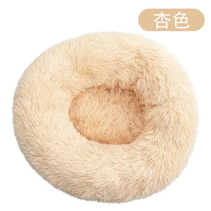 Mindful Yard Dog Donut Bed Apricot / Dia 40cm Calming Anti-Anxiety Donut Bed for Dogs and Cats