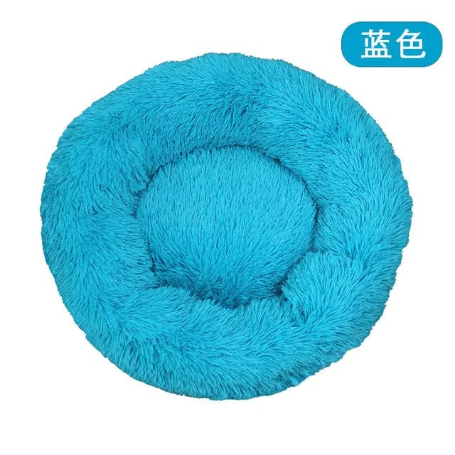 Mindful Yard Dog Donut Bed Blue / Dia 50cm Calming Anti-Anxiety Donut Bed for Dogs and Cats