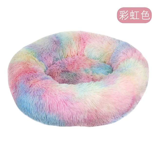 Mindful Yard Dog Donut Bed Rainbow / Dia 40cm Calming Anti-Anxiety Donut Bed for Dogs and Cats