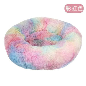 Mindful Yard Dog Donut Bed Rainbow / Dia 50cm Calming Anti-Anxiety Donut Bed for Dogs and Cats