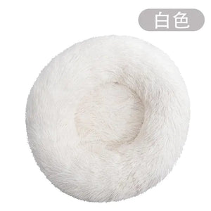 Mindful Yard Dog Donut Bed White / Dia 40cm Calming Anti-Anxiety Donut Bed for Dogs and Cats