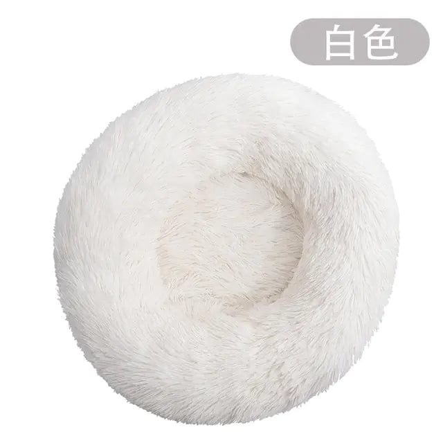 Mindful Yard Dog Donut Bed White / Dia 50cm Calming Anti-Anxiety Donut Bed for Dogs and Cats