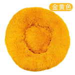 Mindful Yard Dog Donut Bed Yellow / Dia 50cm Calming Anti-Anxiety Donut Bed for Dogs and Cats