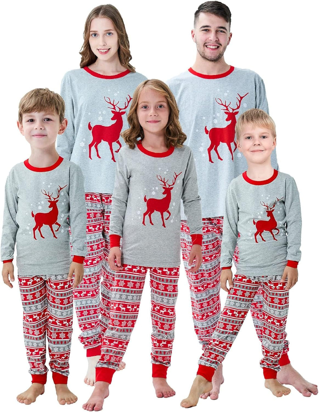 Christmas Family Matching Reindeer Pajamas Holiday Pajamas Snowman Sleepwear Christmas Pjs.