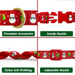 Holiday Dog Collar Adjustable Xmas Dog Collar with Holiday Antler Bow Tie Accessories Snowman Dog Collar for Medium Dogs.