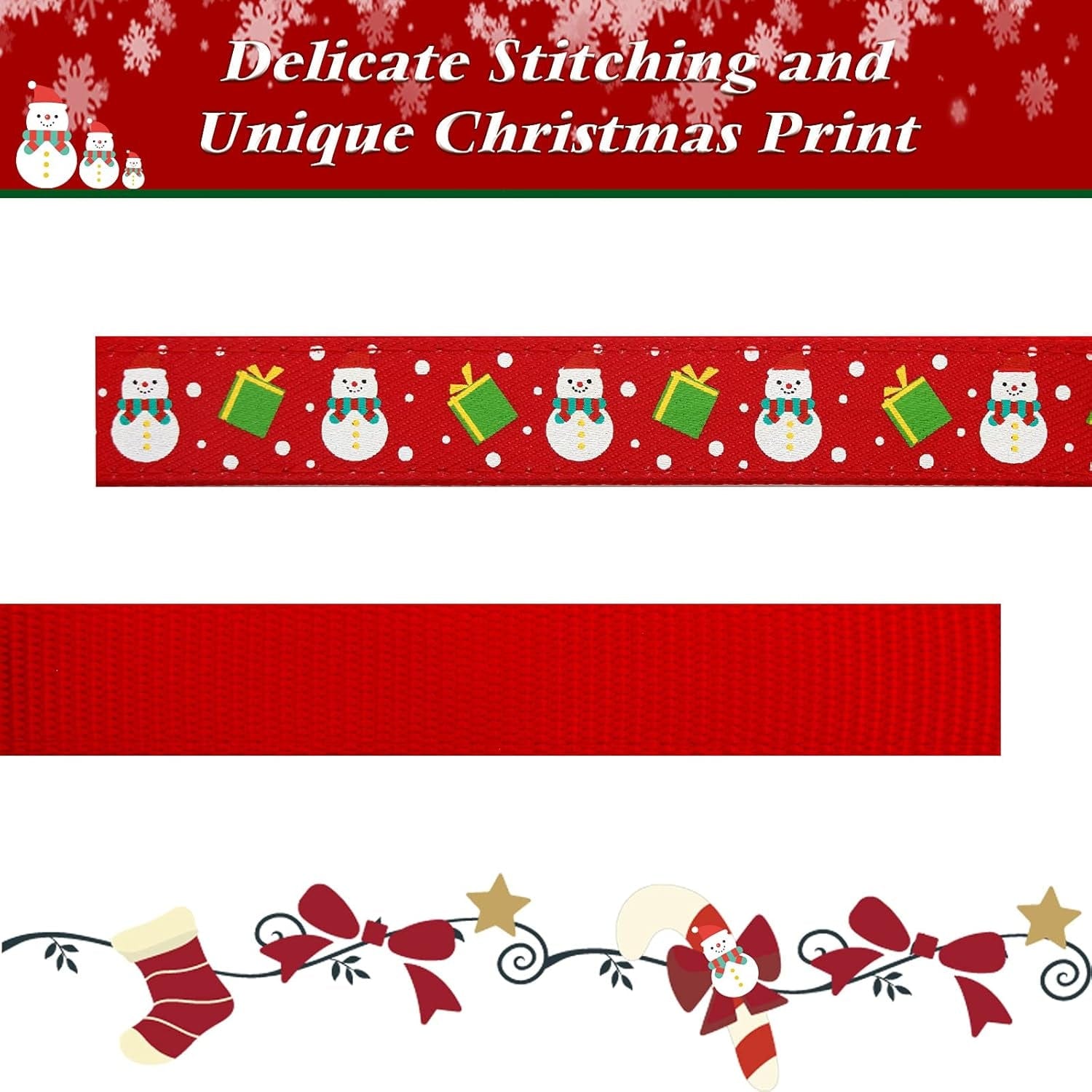 Holiday Dog Collar Adjustable Xmas Dog Collar with Holiday Antler Bow Tie Accessories Snowman Dog Collar for Medium Dogs.