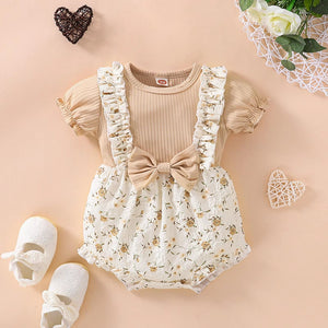 Rompers for Babies Girl Floral Romper Clothes Bowknot Printed Bodysuitt Baby Infant -18M Girls Short 9 Month Girl Clothes.