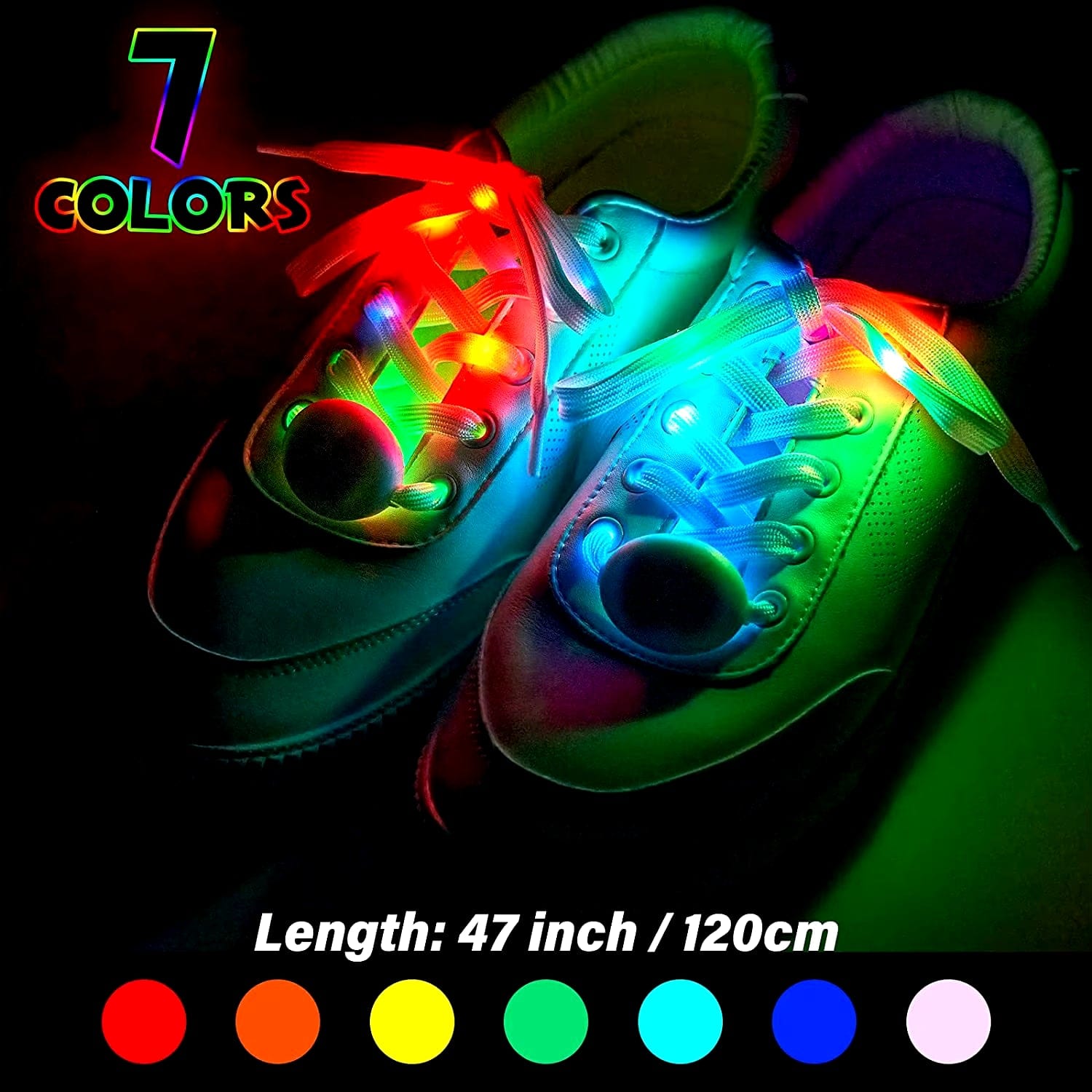 2 Pcs LED Sport Luminous Shoelaces Glow Shoe Strings.