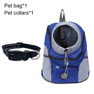 Mindful Yard Pet Travel Carrier Bag Blue with Collar / L for 10-13kg Pet Travel Carrier Bag