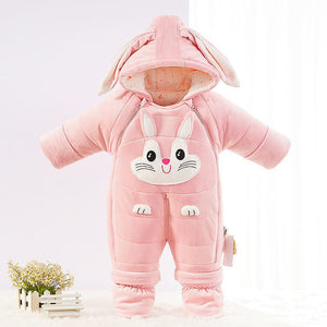 Mindful Yard Pink Happy Rabbit / Medium Size 10 Months Newborn Baby Down One-piece Cotton Clothes