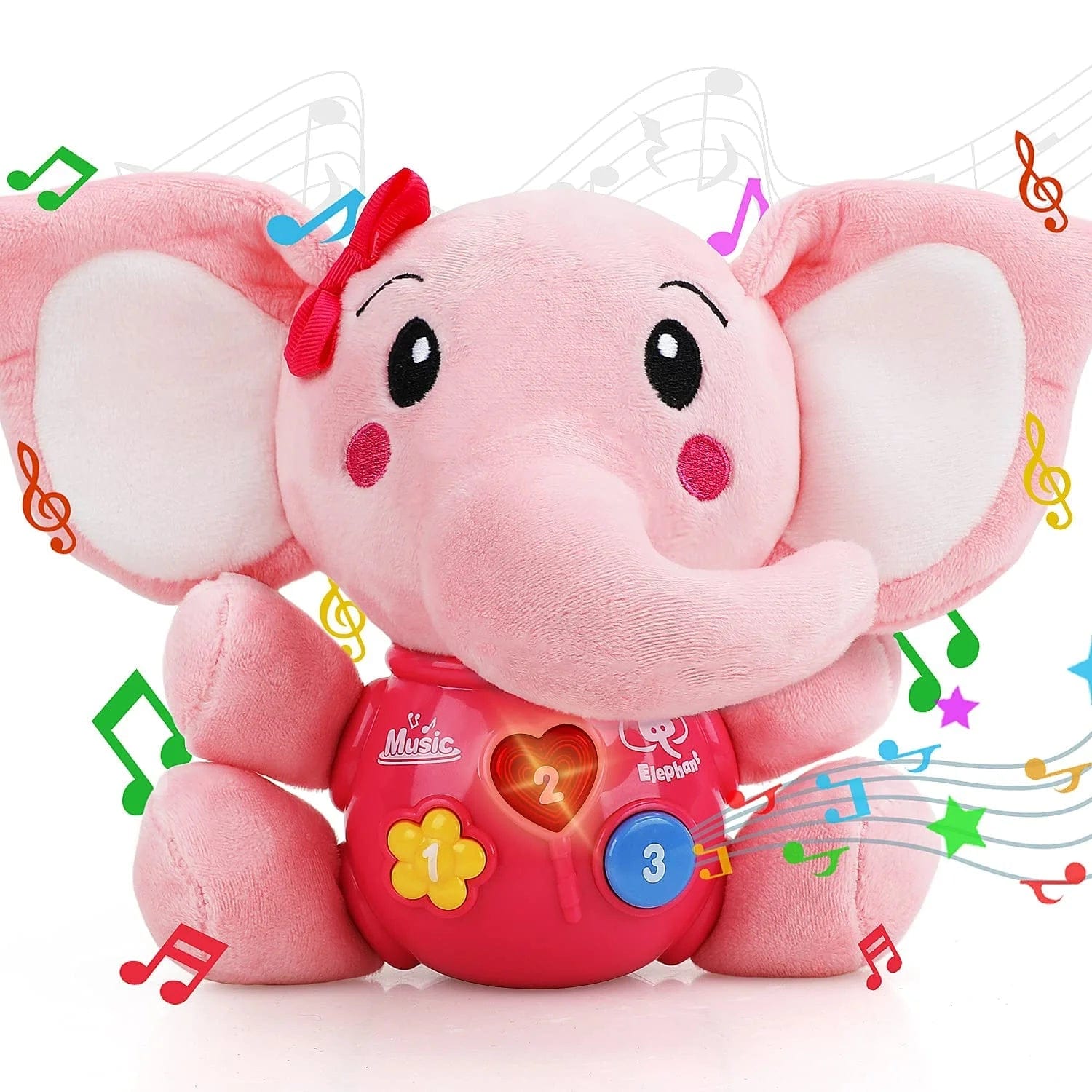 Musical Plush Elephant Baby Toy - Light Up & Soothe Infant Toys for Newborns 0-12 Months - Perfect Pink Gift for Boys & Girls!.