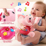 Musical Plush Elephant Baby Toy - Light Up & Soothe Infant Toys for Newborns 0-12 Months - Perfect Pink Gift for Boys & Girls!.