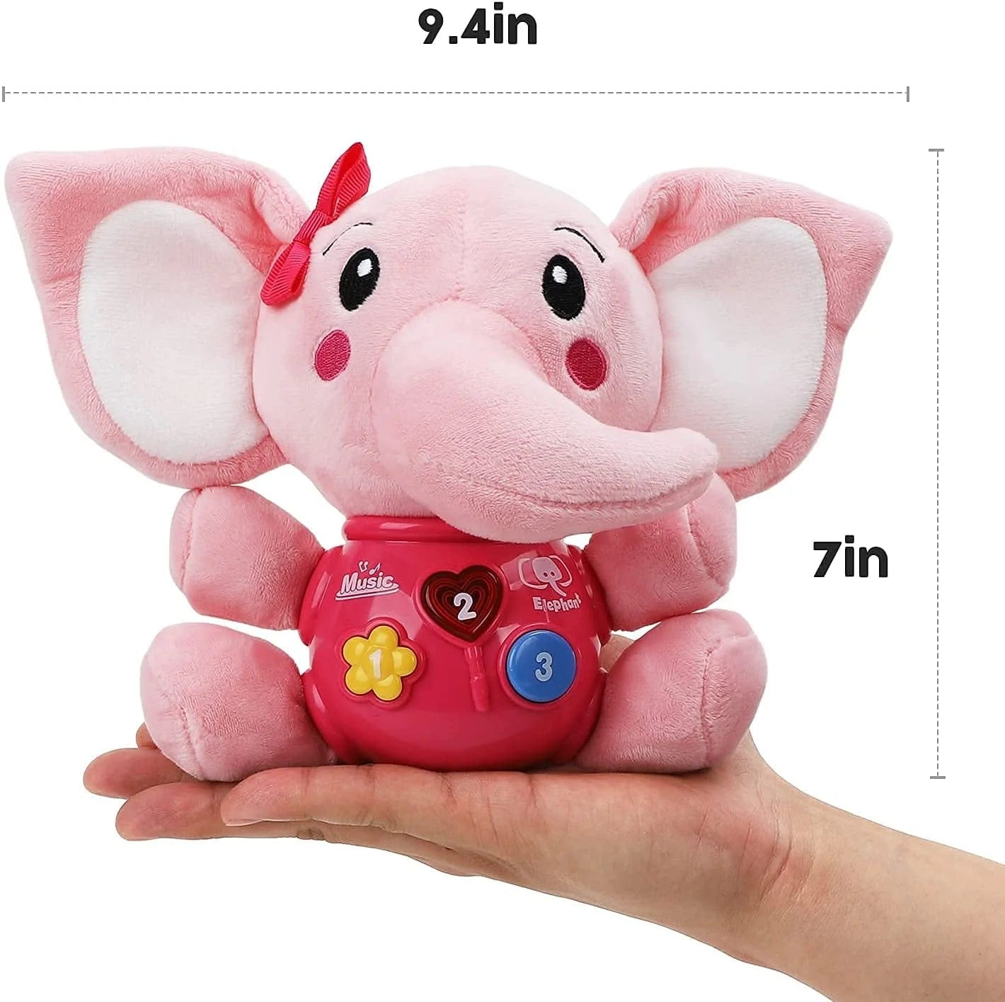 Musical Plush Elephant Baby Toy - Light Up & Soothe Infant Toys for Newborns 0-12 Months - Perfect Pink Gift for Boys & Girls!.