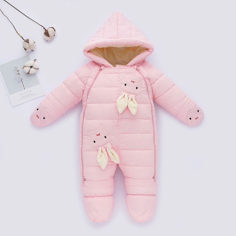 Mindful Yard Pink Pocket Rabbit / Medium Size 10 Months Newborn Baby Down One-piece Cotton Clothes