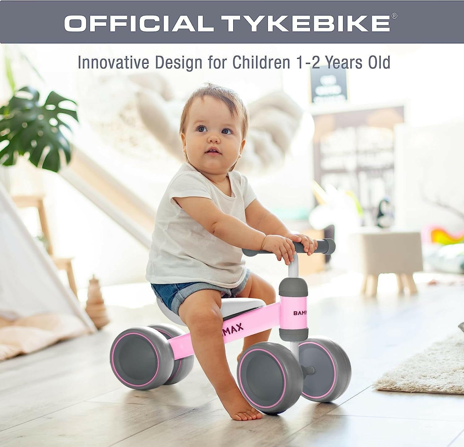 Tykebike® Ride on Toy | Baby Balance Bike for Toddlers 1-2 Years | Lightweight Steel Kids Bike with Easy Glide Wheels & Safer Steering | Indoor/Outdoor Use.