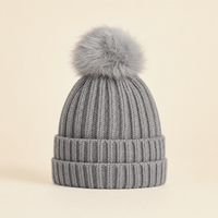 Mindful Yard Skullies & Beanies Children's Warm Fur Pom Pom Winter Hats